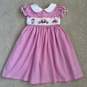 Marmellata pink machine smocked princess dress, 5T